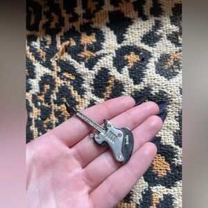Guitar Pendant Charm in Silver and Black